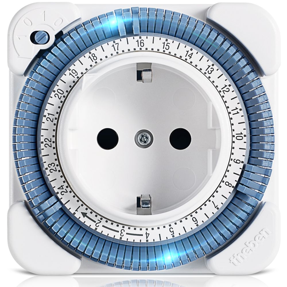 heben Timer 26 – flexible Zeitsteuerung mit robustem mechanischen Drehsegment Bild von Theben Timer 26 Mechanische Tageszeitschaltuhr von Theben mit blauem Segmentring zur Zeitsteuerung von Geräten
